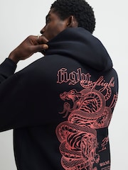 River Island Black Regular Fit Japanese Snake Hoodie - Image 4 of 4