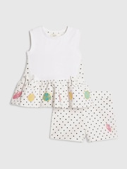 River Island White Polka Dot Frill Top & Shorts Set - Image 1 of 5