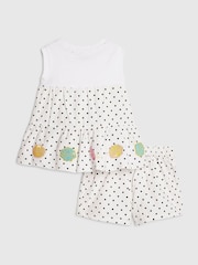 River Island White Polka Dot Frill Top & Shorts Set - Image 2 of 5