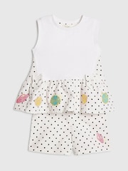 River Island White Polka Dot Frill Top & Shorts Set - Image 3 of 5