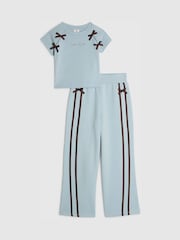 River Island Blue Bow T-Shirt & Track Joggers Set - Image 1 of 5