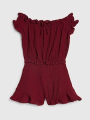 River Island Red Bardot Crinkle Jersey Playsuit - Image 1 of 4
