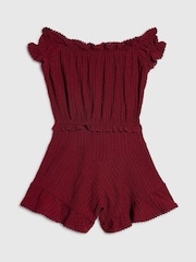 River Island Red Bardot Crinkle Jersey Playsuit - Image 2 of 4