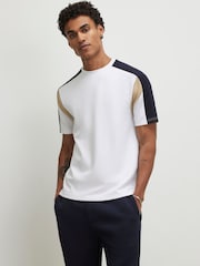 River Island White Slim Fit Colour Blocked T-Shirt - Image 1 of 4