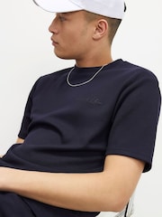 River Island Blue Slim Fit Interlock T-Shirt - Image 2 of 4