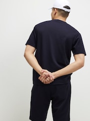 River Island Blue Slim Fit Interlock T-Shirt - Image 3 of 4