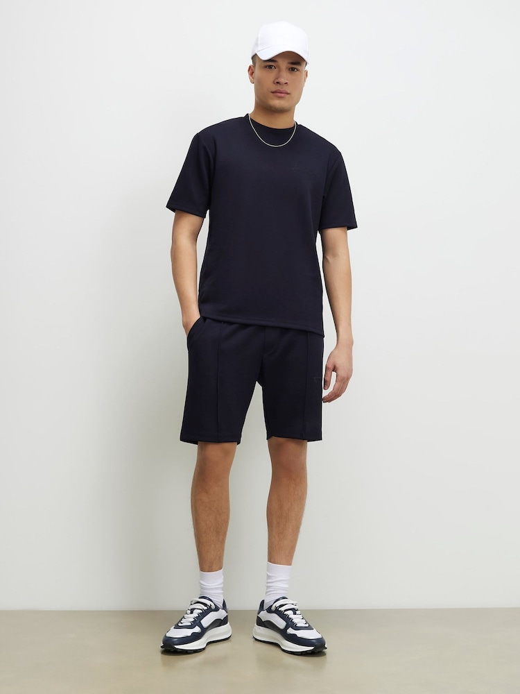 River Island Blue Slim Fit Interlock T-Shirt - Image 4 of 4