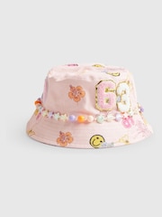 River Island Pink Graffiti Beaded Bucket Hat - Image 1 of 3