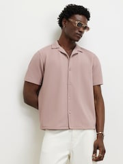 River Island Pink Regular Fit Slinky Revere Shirt - Image 1 of 4