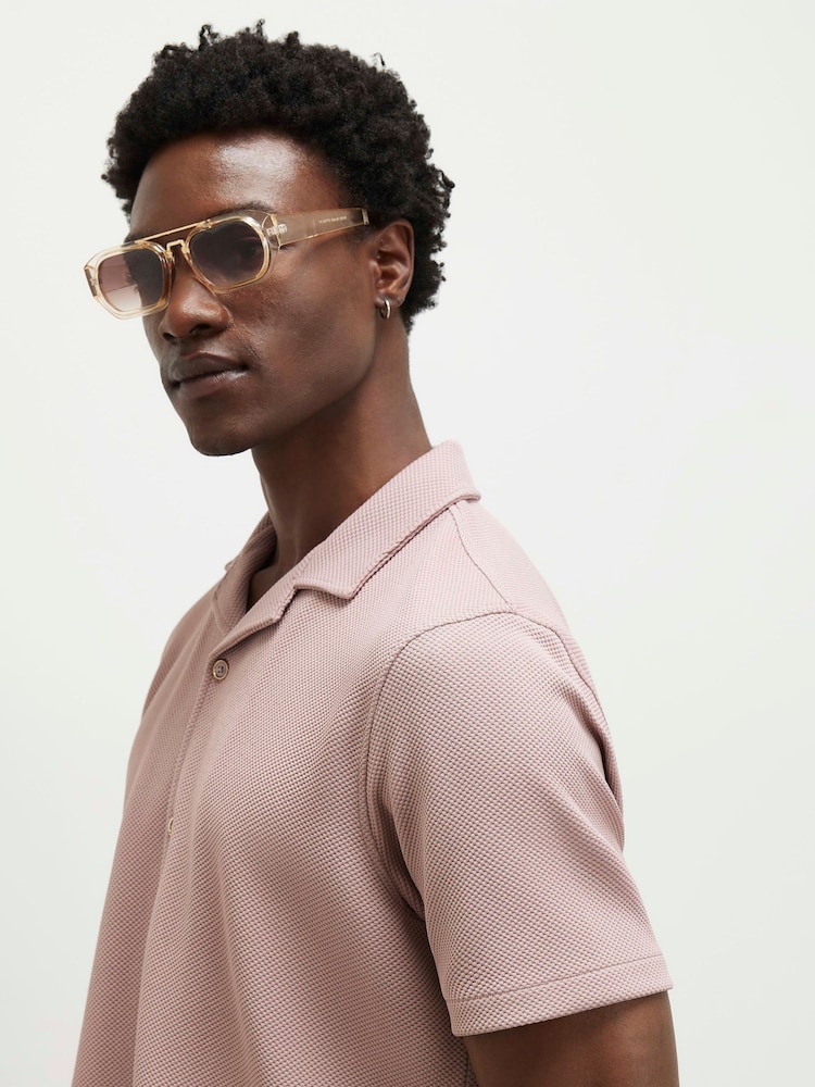 River Island Pink Regular Fit Slinky Revere Shirt - Image 4 of 4 River Island Pink Regular Fit Slinky Revere Shirt - Image 4 of 4