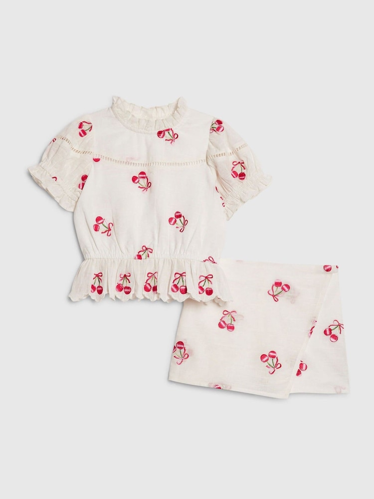 River Island White Cherry Frill Top & Rara Skort Set - Image 1 of 5