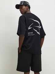 River Island Black Oversized RXR Chrome T-Shirt - Image 1 of 4