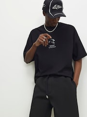 River Island Black Oversized RXR Chrome T-Shirt - Image 2 of 4