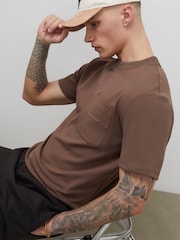River Island Brown Slim Fit Sanctuaire Pocket T-Shirt - Image 3 of 4