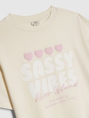 River Island Yellow Sassy Vibes T-Shirt & Cycle Set - Image 4 of 5