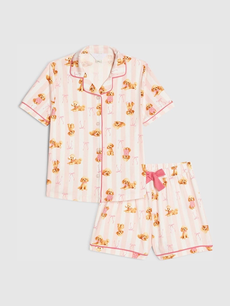 River Island Pink Short Sleeve Puppy Pjyamas - Image 1 of 5