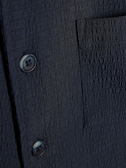 River Island Navy Textured Revere Shirt & Shorts Set - Image 4 of 5