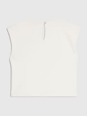 River Island White Scuba Crepe Puff Sleeve Top - Image 2 of 4
