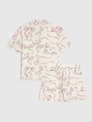 River Island Cream Short Sleeve Bow Pjyamas - Image 2 of 5
