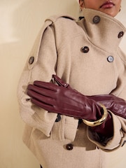 Friends Like These Burgundy Red Long Leather Look Gloves - Image 2 of 6