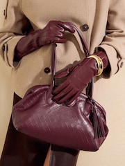 Friends Like These Burgundy Red Long Leather Look Gloves - Image 3 of 6