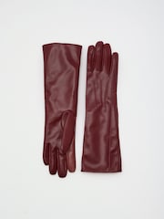 Friends Like These Burgundy Red Long Leather Look Gloves - Image 4 of 6