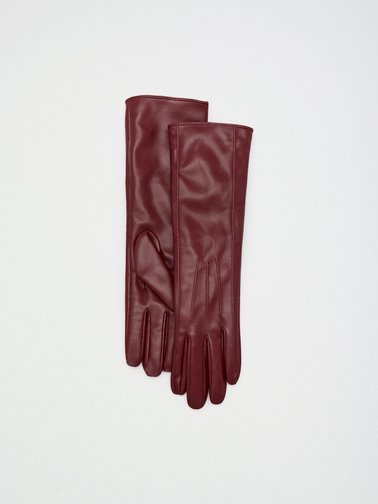 Friends Like These Burgundy Red Long Leather Look Gloves - Image 6 of 6