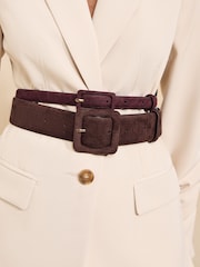 Friends Like These Burgundy Red and Chocolate Brown Stacked Sudette Belts 2 Pack - Image 2 of 7