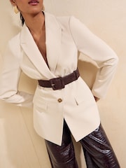 Friends Like These Burgundy Red and Chocolate Brown Stacked Sudette Belts 2 Pack - Image 3 of 7