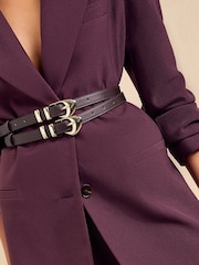 Friends Like These Burgundy Red Double Buckle Waist Belt - Image 2 of 2