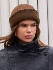 Friends Like These Chocolate Brown Shearling Fisherman Beanie Hat - Image 1 of 5