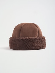 Friends Like These Chocolate Brown Shearling Fisherman Beanie Hat - Image 3 of 5