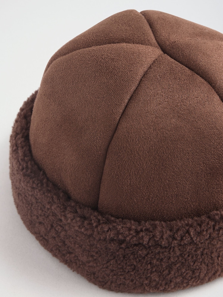 Friends Like These Chocolate Brown Shearling Fisherman Beanie Hat - Image 5 of 5