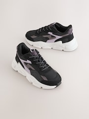 Black/Lilac Lace-Up Trainers - Image 1 of 5