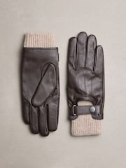 Καφετί της σοκολάτας - Leather Driving Style Gloves - Εικόνα 1 από 3
