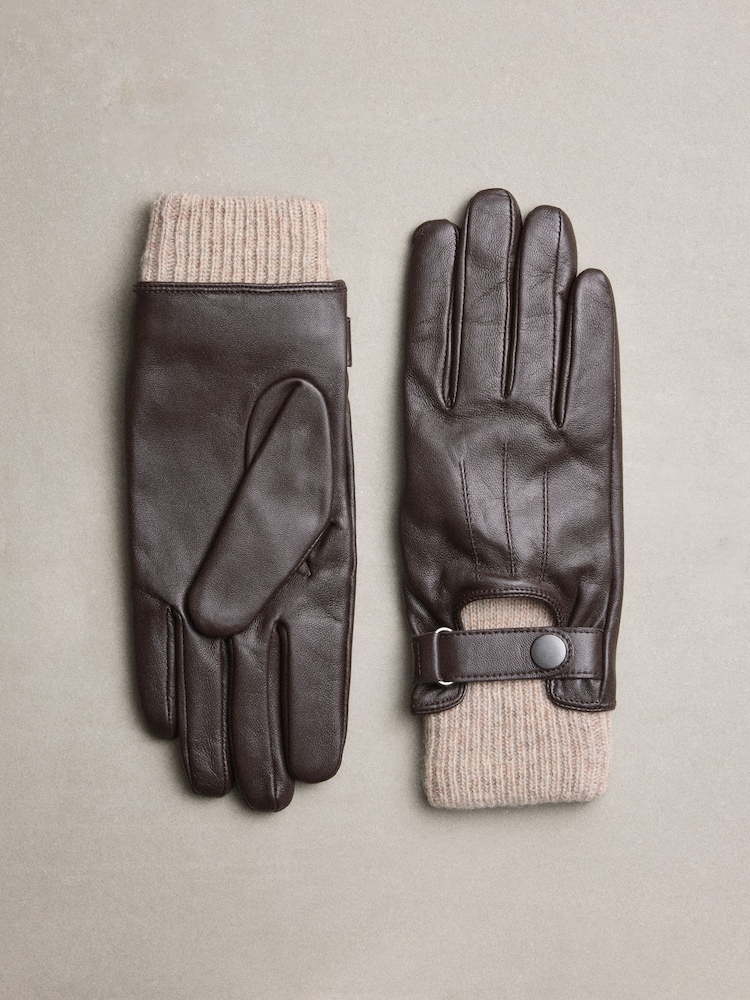 Καφετί της σοκολάτας - Leather Driving Style Gloves - Εικόνα 1 από 3