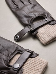 Καφετί της σοκολάτας - Leather Driving Style Gloves - Εικόνα 2 από 3