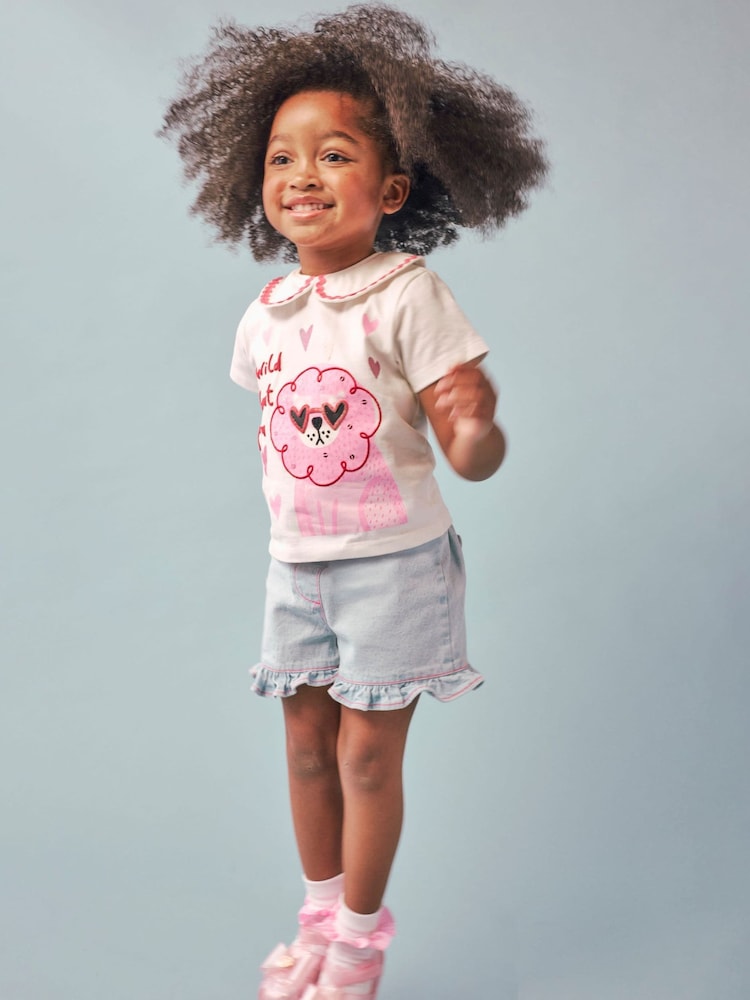 River Island White Collar Top& Short Set - Image 1 of 5