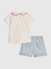 River Island White Collar Top& Short Set - Image 4 of 5