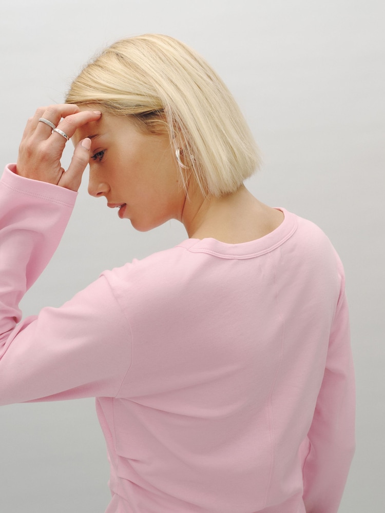Pink Cinch Waist Long Sleeve Top - Image 5 of 5