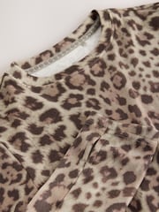 Leopard Print Thermal Crew Neck Long Sleeve Top - Image 3 of 3
