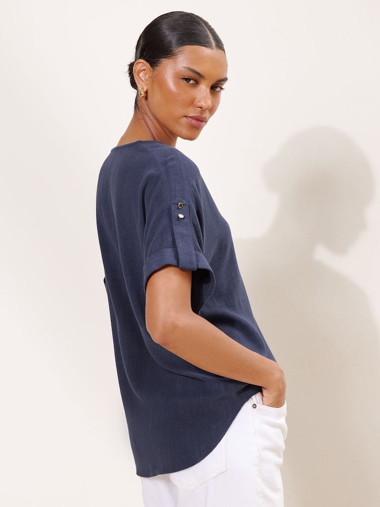 Lipsy Navy Blue Touch Of Linen V-Neck Top - Image 5 of 5 Lipsy Navy Blue Touch Of Linen V-Neck Top - Image 5 of 5
