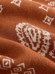 Brown Paisley Scarf Detail Knit Look Jumper - Image 11 of 12