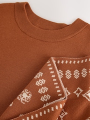 Brown Paisley Scarf Detail Knit Look Jumper - Image 12 of 12