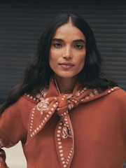 Brown Paisley Scarf Detail Knit Look Jumper - Image 9 of 12