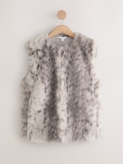 Grey Animal Print Faux Fur Gilet - Image 1 of 3