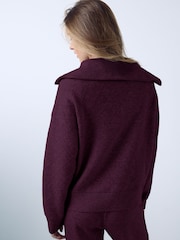 Bakłażanowy fioletowy - Quarter Zip Cosy Knit Jumper - Obraz 4 z 7