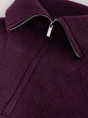 Bakłażanowy fioletowy - Quarter Zip Cosy Knit Jumper - Obraz 7 z 7
