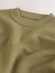 Olive Green Striped Knit Look Crew Neck Jumper - Image 7 of 8