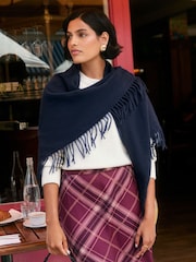 Темно-синій - Love & Roses Super Soft Fringe Triangle Scarf - Image 2 of 6